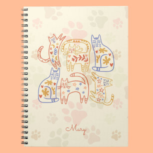Cuaderno Patrón sinónimo de gatos Beige