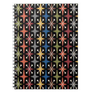 Cuaderno Patrón Starburst Moderno De Mediados Del Siglo
