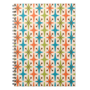 Cuaderno Patrón Starburst Moderno De Mediados Del Siglo
