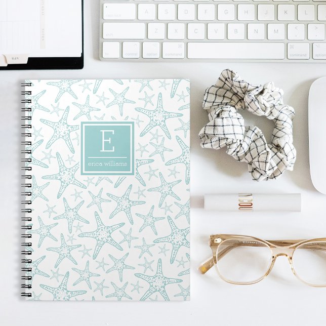 Cuaderno Patrón Starfish turquesa personalizado (Subido por el creador)