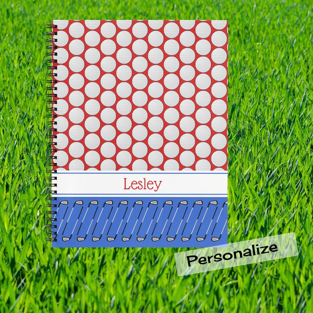 Cuaderno Patrón temático de golf de nombre personalizado (Subido por el creador)