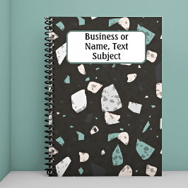 Cuaderno Patrón Terrazo de chispas de tonos verdes y terres