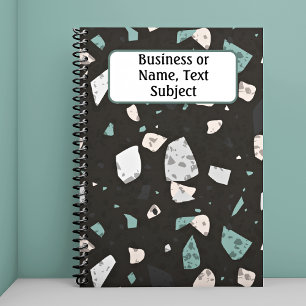 Cuaderno Patrón Terrazo de chispas de tonos verdes y terres