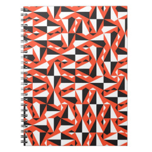 Cuaderno Patrón textil sin costura geométrico en rojo,