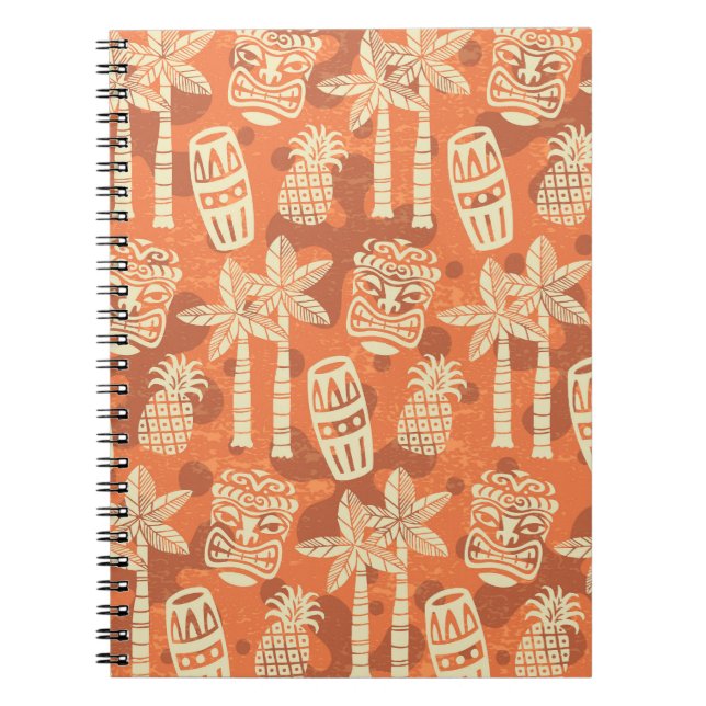 Cuaderno Patrón Tiki Moderno de Mitad de Siglo Retro (Frente)