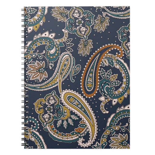 Cuaderno Patrón tradicional de paisley indio sobre fondo (Frente)