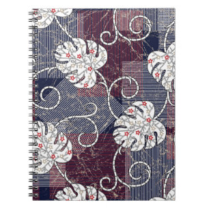 Cuaderno patrón tradicional de rayas y hojas