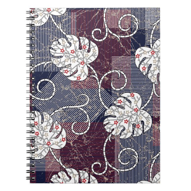 Cuaderno patrón tradicional de rayas y hojas (Frente)