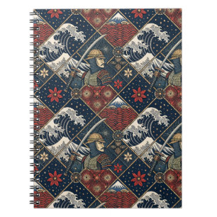 Cuaderno Patrón tradicional japonés de Samurái y Gran Ola