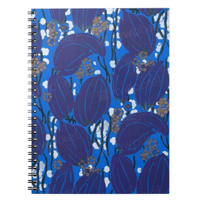 Cuaderno Patrón transparente abstracto de color deco azul v (Frente)