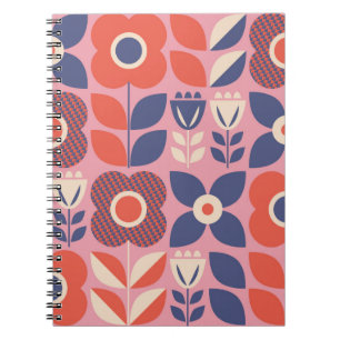 Cuaderno patrón transparente con elementos florales en ret