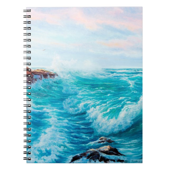 Cuaderno Patrón transparente de acuarela con azul pintado a (Frente)