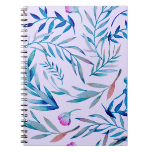 Cuaderno Patrón transparente de acuarela. Ornamento botánic