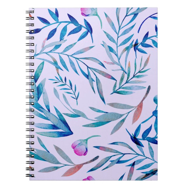 Cuaderno Patrón transparente de acuarela. Ornamento botánic (Frente)