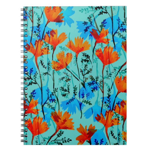 Cuaderno Patrón transparente de acuarela simple dibujado a  (Frente)