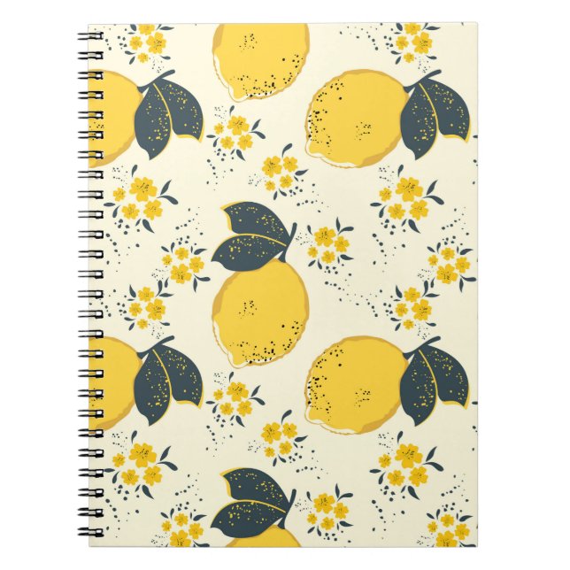 Cuaderno Patrón transparente de cítricos con limón amarillo (Frente)
