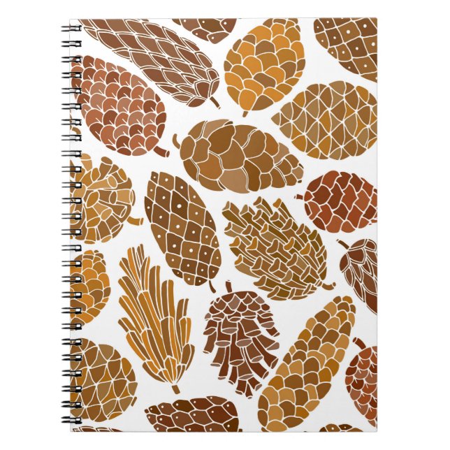 Cuaderno Patrón transparente de conos de pino (Frente)
