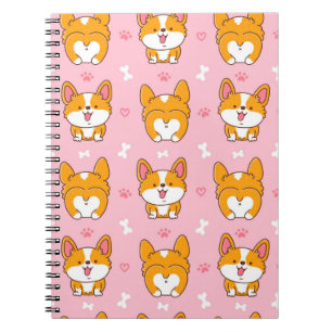 Cuaderno Patrón transparente de corgi feliz