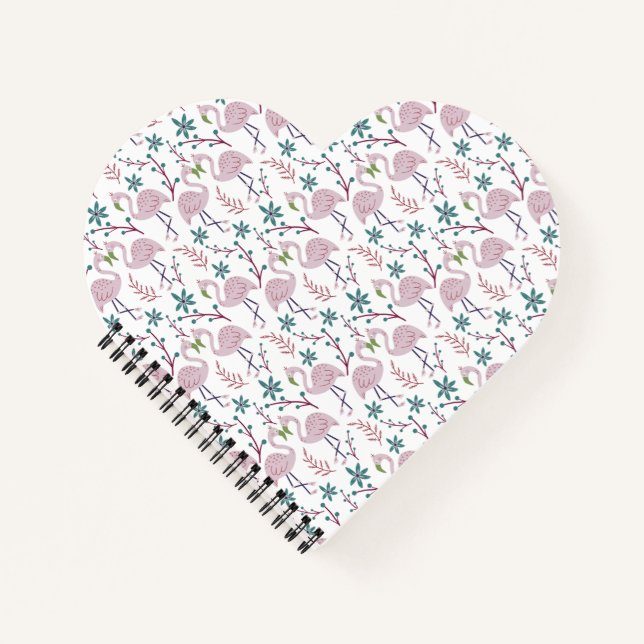 Cuaderno Patrón transparente de flamingo rosa sobre fondo b (Anverso)