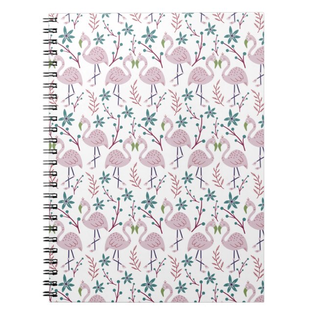 Cuaderno Patrón transparente de flamingo rosa sobre fondo b (Frente)