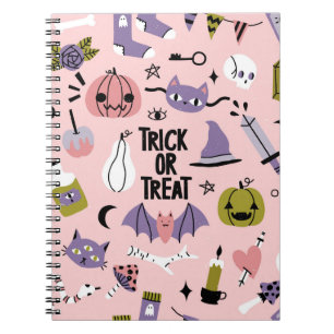 Cuaderno Patrón transparente de Halloween con auto lindo di