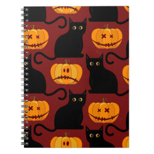 Cuaderno Patrón transparente de Halloween con calabazas y n