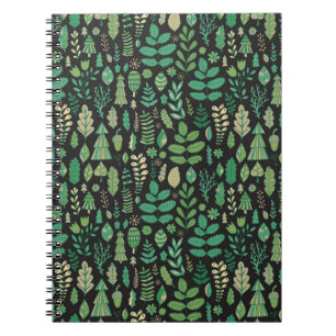 Cuaderno Patrón transparente de plantas verdes