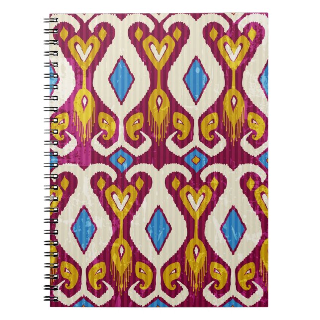 Cuaderno Patrón transparente de tejido de ikat tradicional (Frente)
