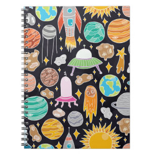 Cuaderno Patrón transparente dibujado a mano con doodle sp