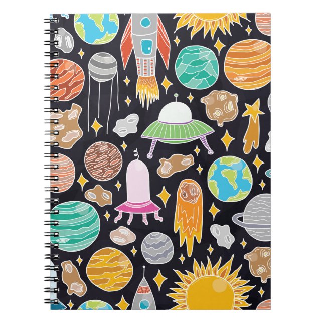 Cuaderno Patrón transparente dibujado a mano con doodle sp (Frente)