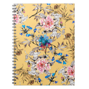 Cuaderno Patrón transparente dibujado a mano de acuarela co