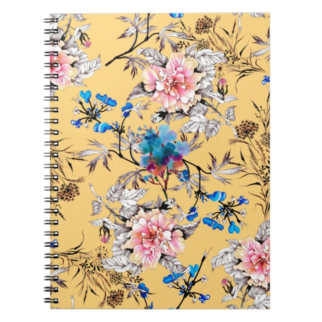 Cuaderno Patrón transparente dibujado a mano de acuarela co (Frente)