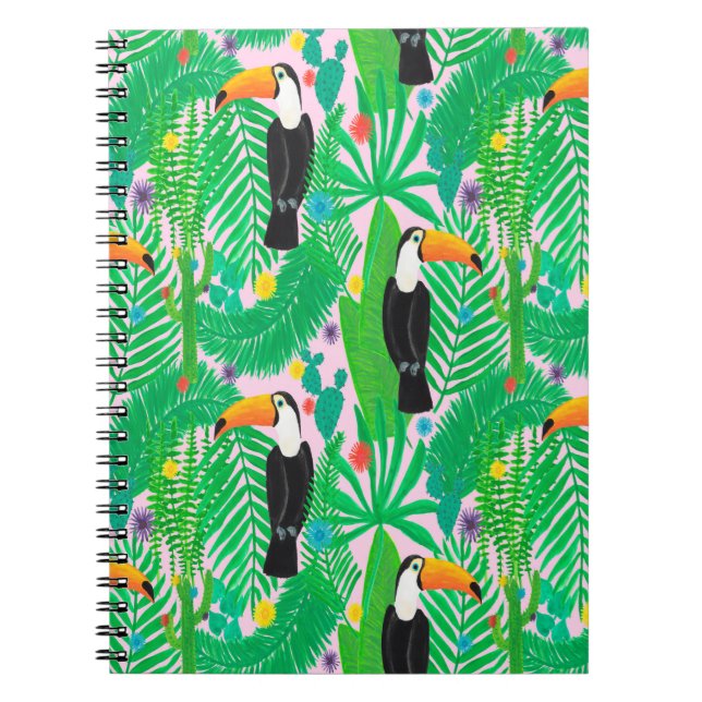 Cuaderno Patrón trenzado a mano brillante tropical sin sold (Frente)