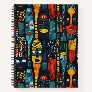 Cuaderno Patrón tribal africano con ídolos.