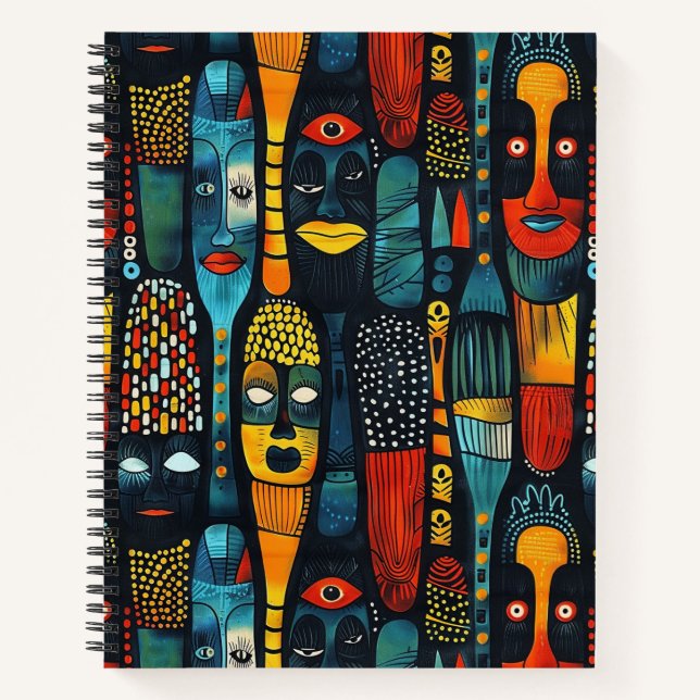 Cuaderno Patrón tribal africano con ídolos. (Anverso)
