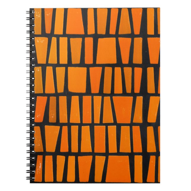 Cuaderno Patrón tribal africano naranja y negro (Frente)