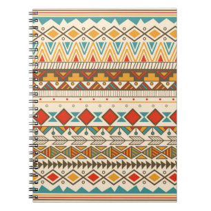 Cuaderno Patrón tribal azteca en rayas, ilustraciones vinta