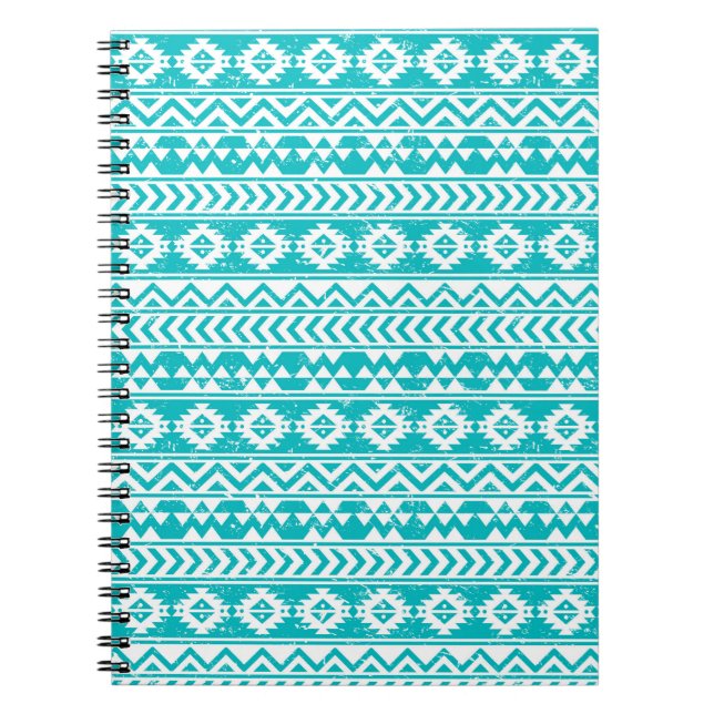 Cuaderno Patrón tribal azteca Verde azulado (Frente)