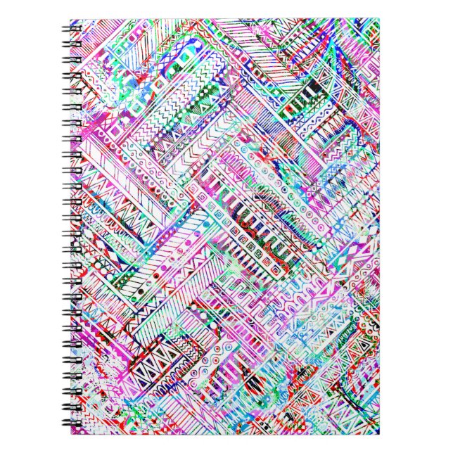 Cuaderno Patrón tribal colorido (Frente)