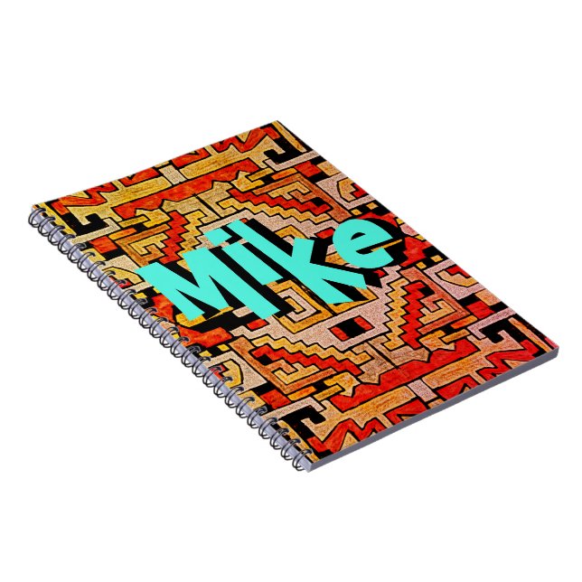 Cuaderno Patrón tribal/étnico geométrico y su nombre (Lado Derecho)