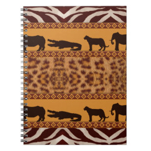 Cuaderno Patrón Tribal Moderno Africano de Jaguar con Estam