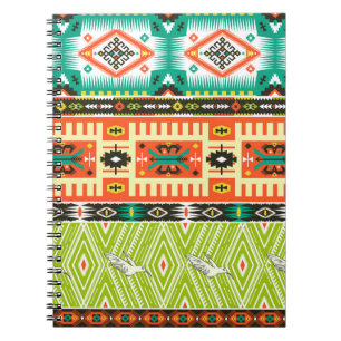 Cuaderno Patrón tribal sin foco con elementos geométricos y