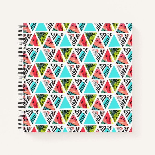 Cuaderno Patrón tropical abstracto colorido (Anverso)
