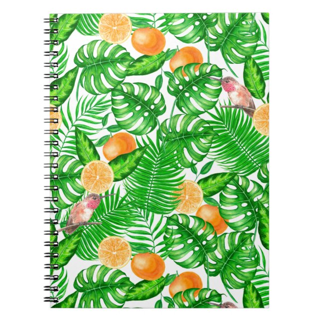 Cuaderno Patrón tropical, colibríes II (Frente)