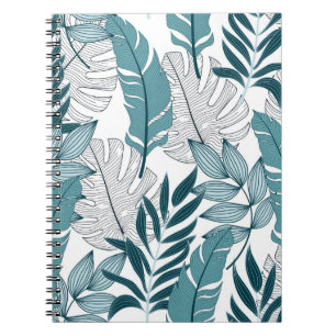 Cuaderno Patrón tropical con plantas y hojas a la moda 