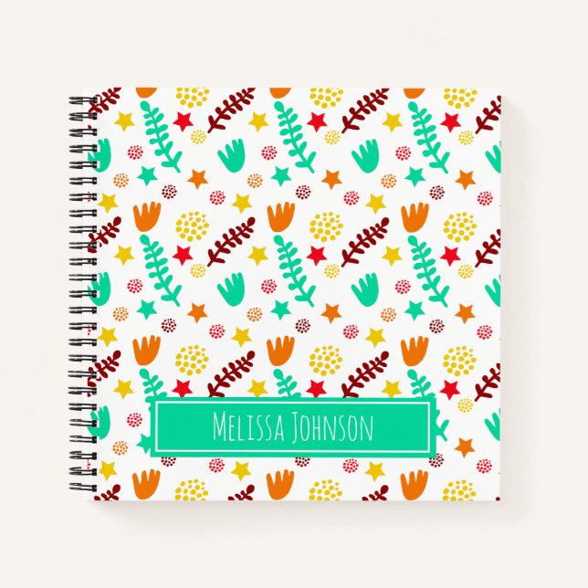 Cuaderno Patrón tropical de colores botánicos para niños (Anverso)