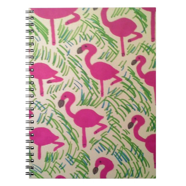 Cuaderno Patrón tropical de flamencos rosados (Frente)