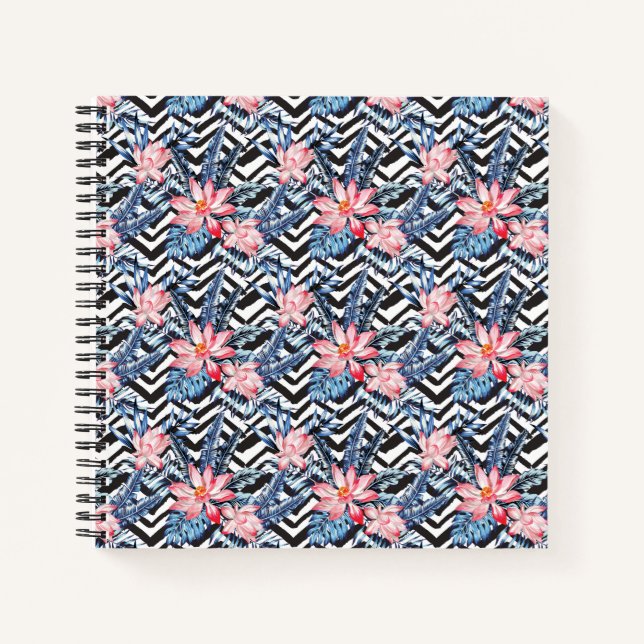 Cuaderno Patrón tropical de flor de Lotus (Anverso)