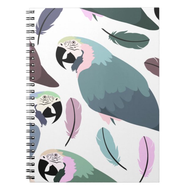 Cuaderno Patrón Tropical de Loros Modernos (Frente)