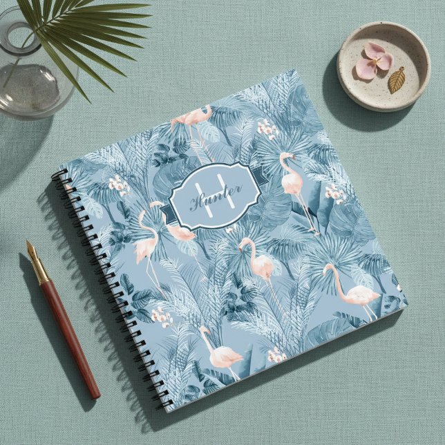 Cuaderno Patrón tropical de Orquídea Flamingo ID868 azul (Subido por el creador)